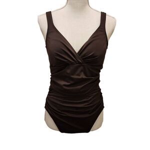 Crofts & Barrow Women's One Piece Body Sculptor Brown Swimsuit Size 12